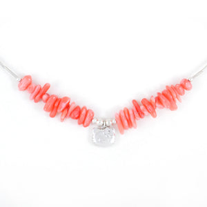 Hello Kitty Coral Pink Stone Necklace