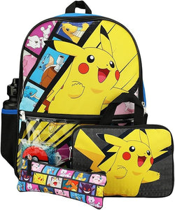 Pokemon Pikachu 16" Backpack Set 5 Piece