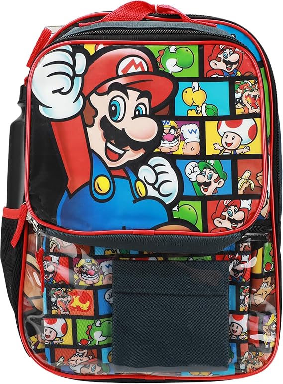 Super Mario Backpack & Lunch Box Set For Kids - 11" Mario Luigi Mini Backpack With Accessories