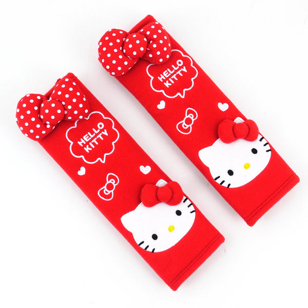 Hello Kitty Seat Belt Cover 2pcs Set: Red