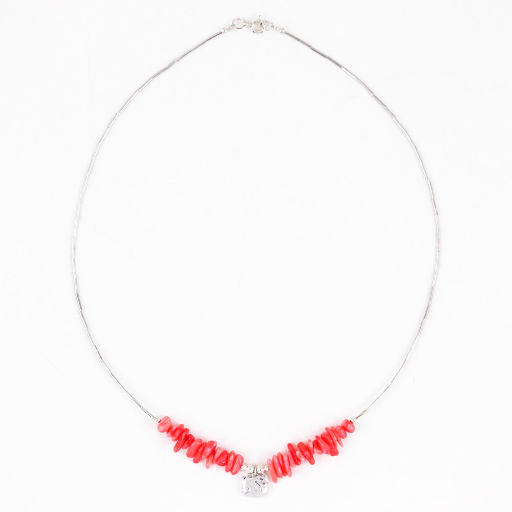 Hello Kitty Coral Pink Stone Necklace
