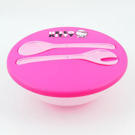 Hello Kitty Salad Bowl With Lid/Serving Spoons: Pink