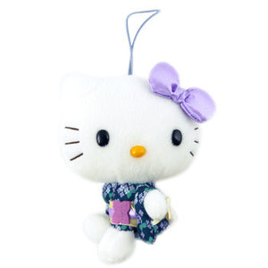 Hello Kitty Plush: Navy Blue Kimono/Purple Bow